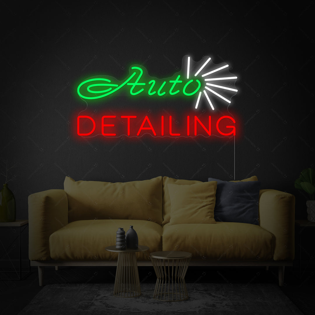 "Butikk, Auto Detailing" Neonskilt