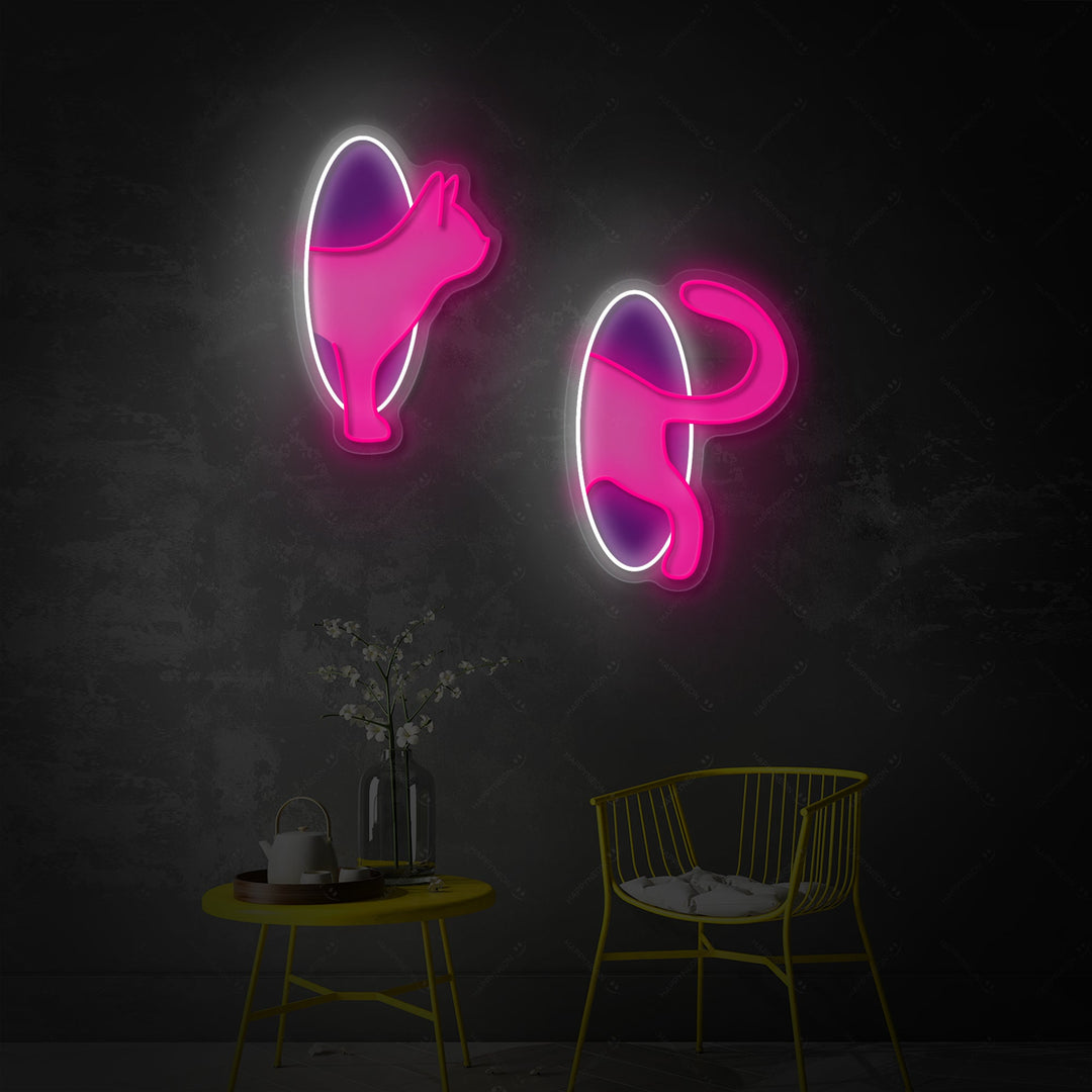 "Katt i Portal" Neonskilt