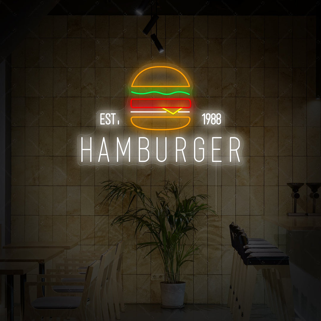"Tilpasset hamburgerlogo" Neonskilt