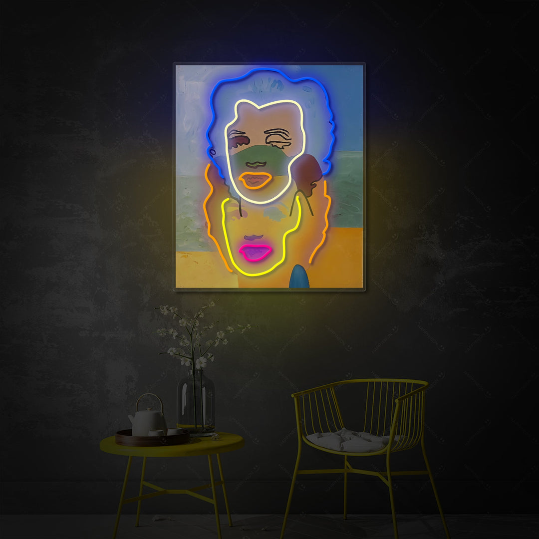 "Dobbelt Portrett" Neonskilt