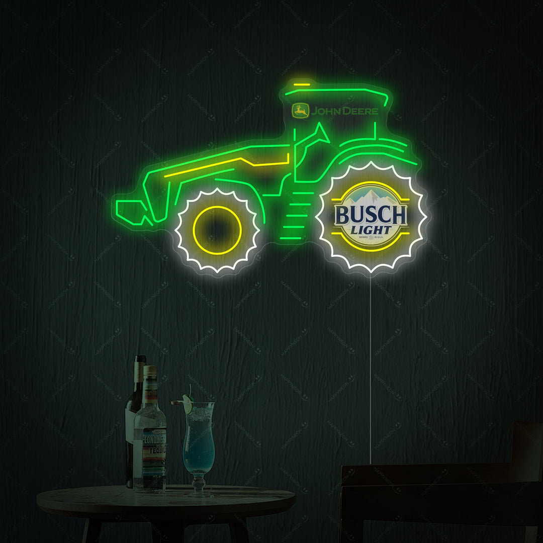 "Bondetraktor og øllogo" Neonskilt