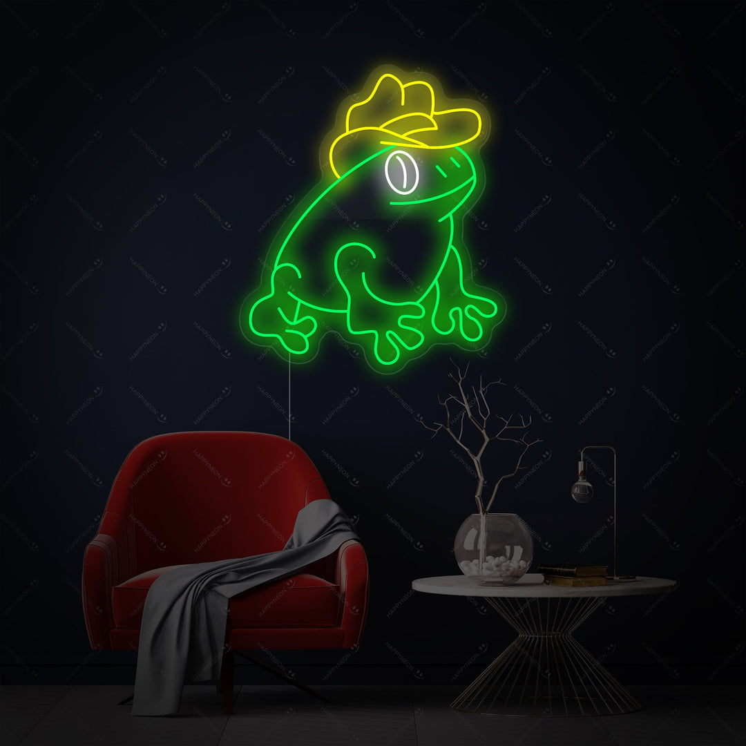 "Frosk Med Cowboyhatt" Neonskilt