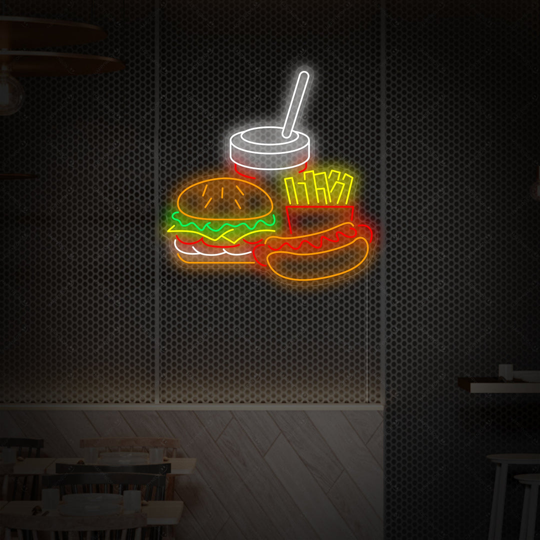 "Pølse og pommes frites" Neonskilt