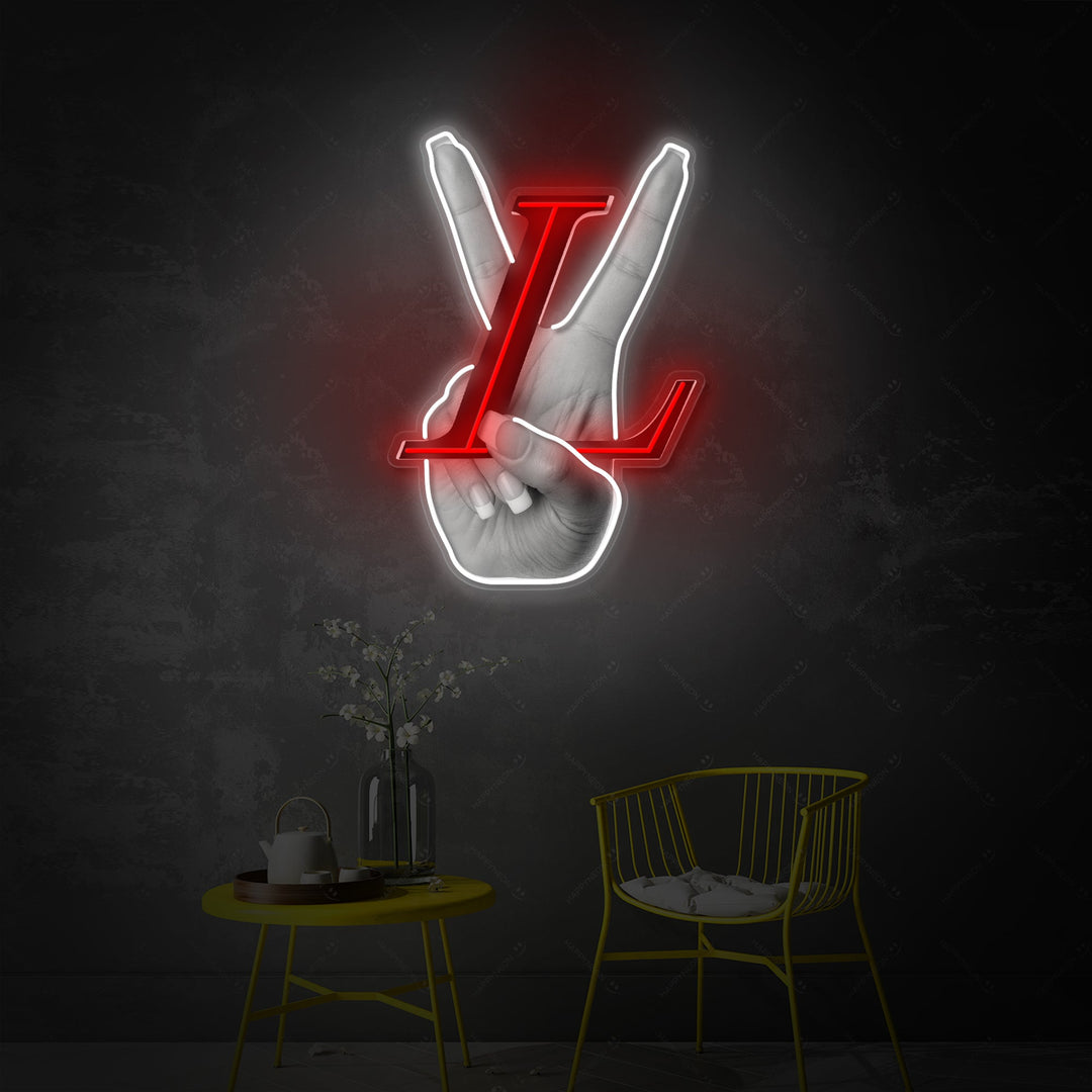 "LV Peace Hand" Neonskilt
