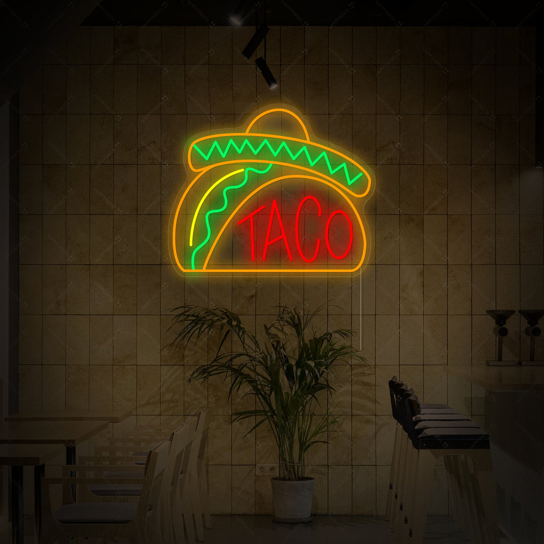 "Mexican Hat Taco" Neonskilt