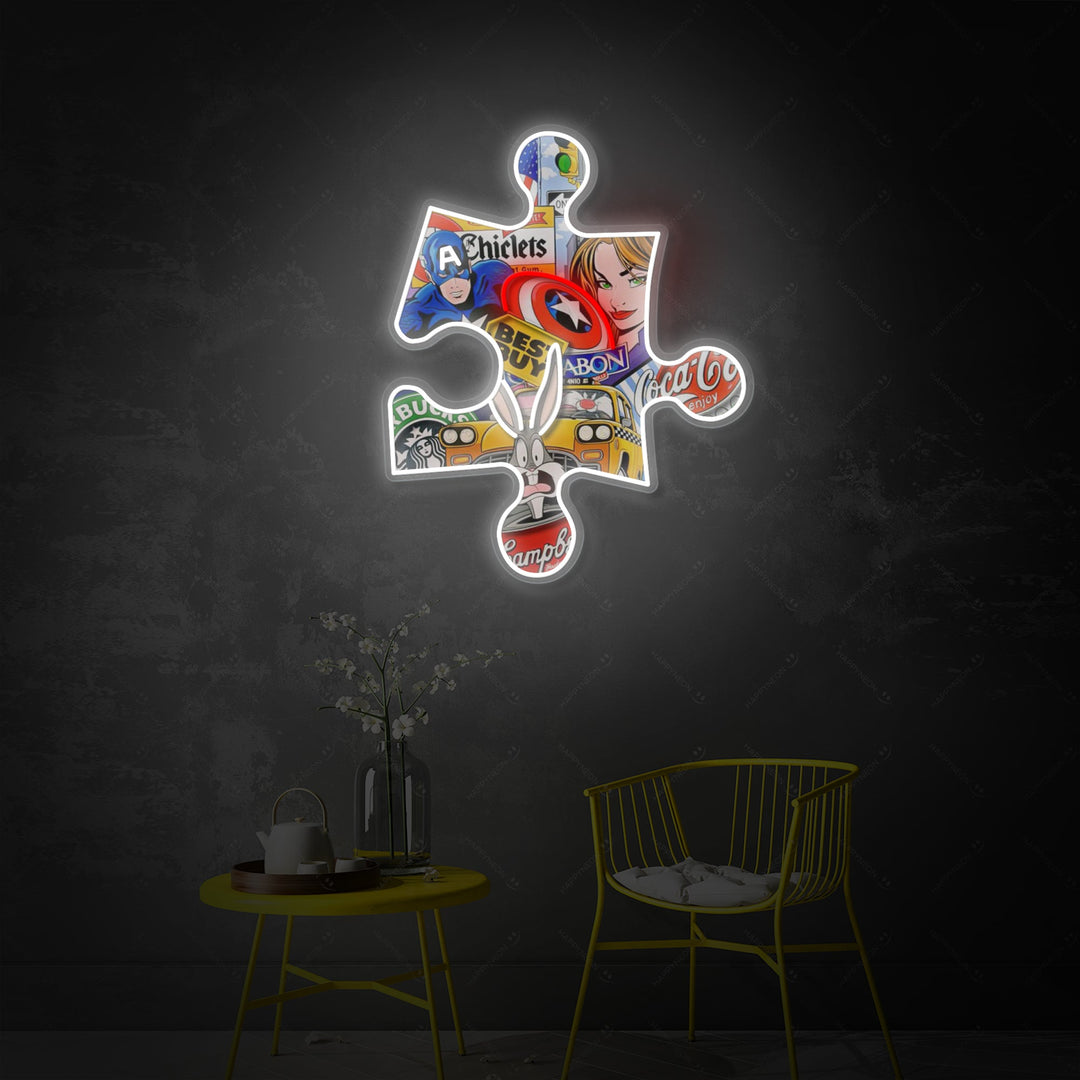 "Pop Art Puslespillbrikke" Neonskilt