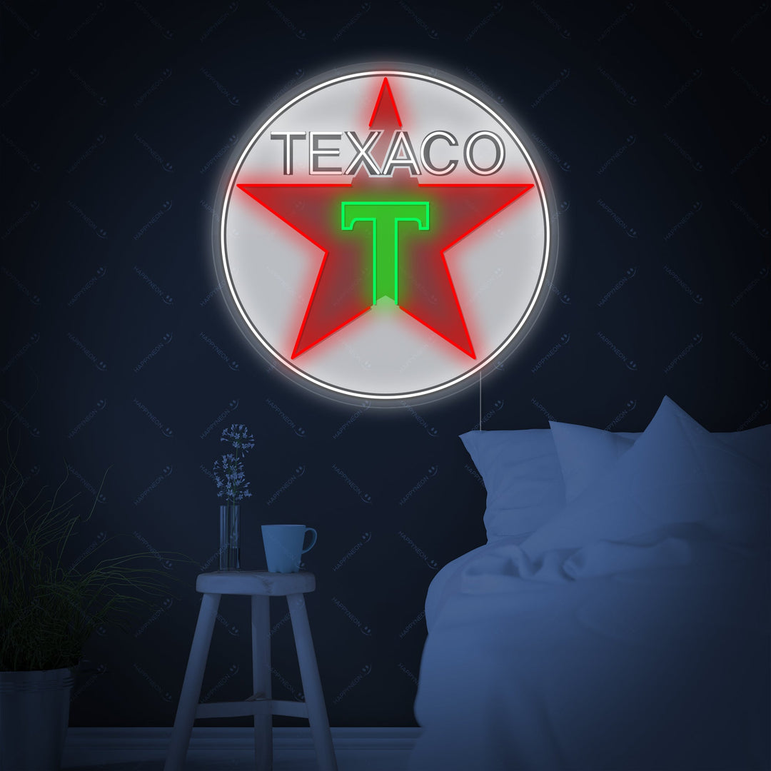 "Texaco bensin" Neonskilt