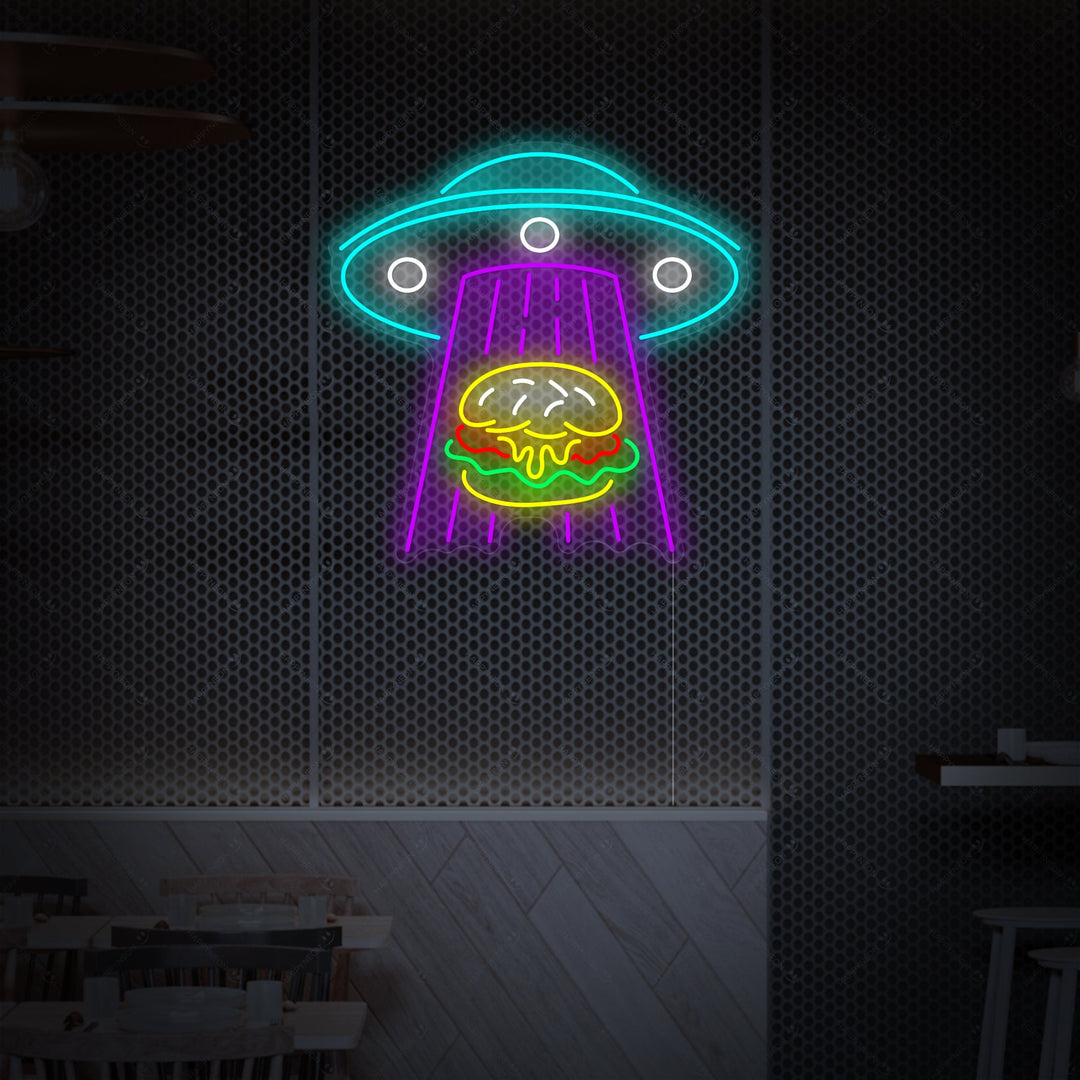 "Ufo Kidnapping Burger" Neonskilt