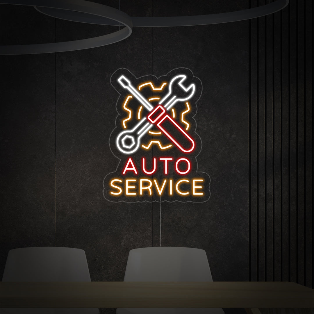 "Auto Service, Bilreparasjonslogo" Neonskilt