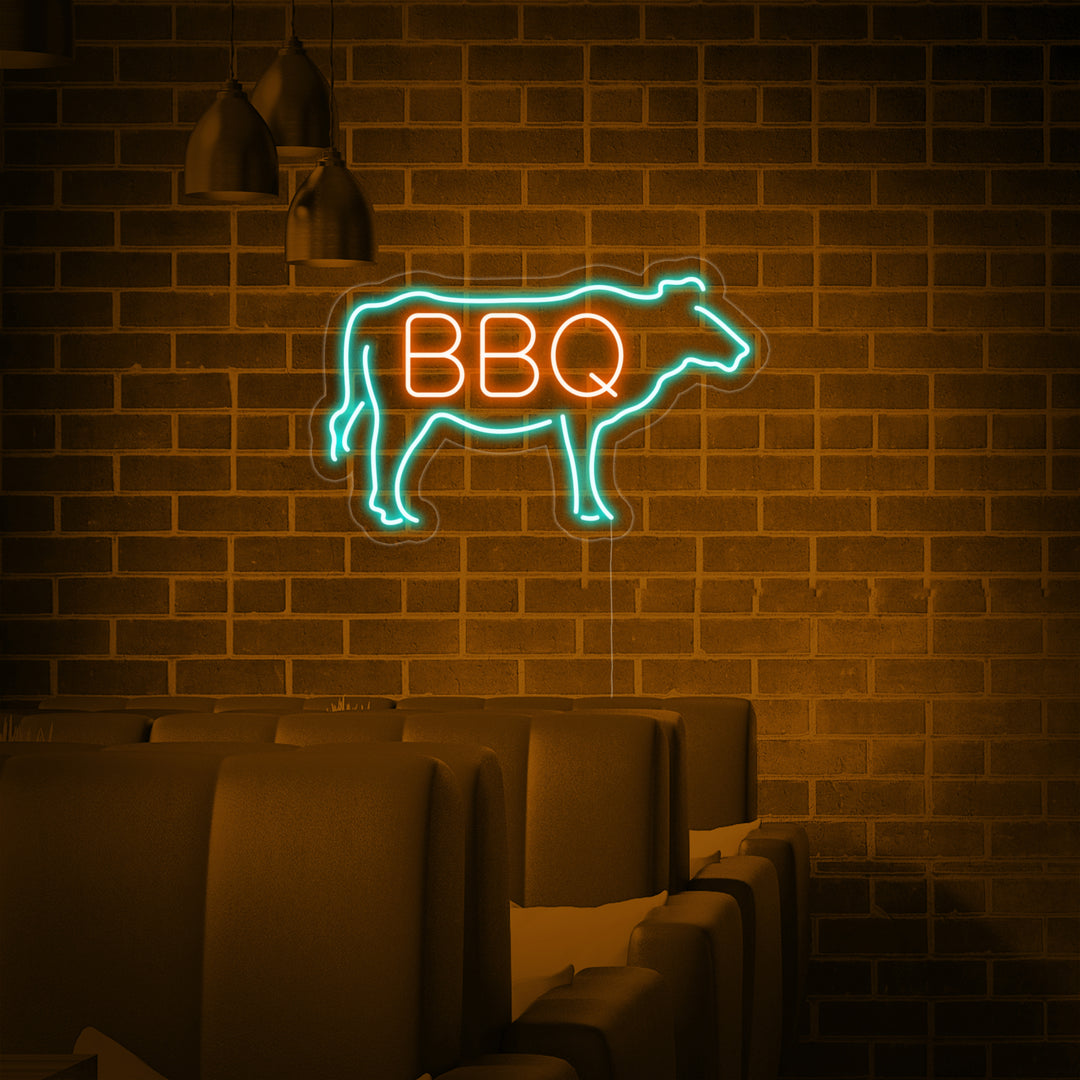 "Ku, BBQ" Neonskilt