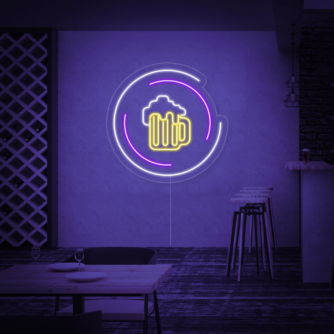 "Ølglass, Bar" Neonskilt