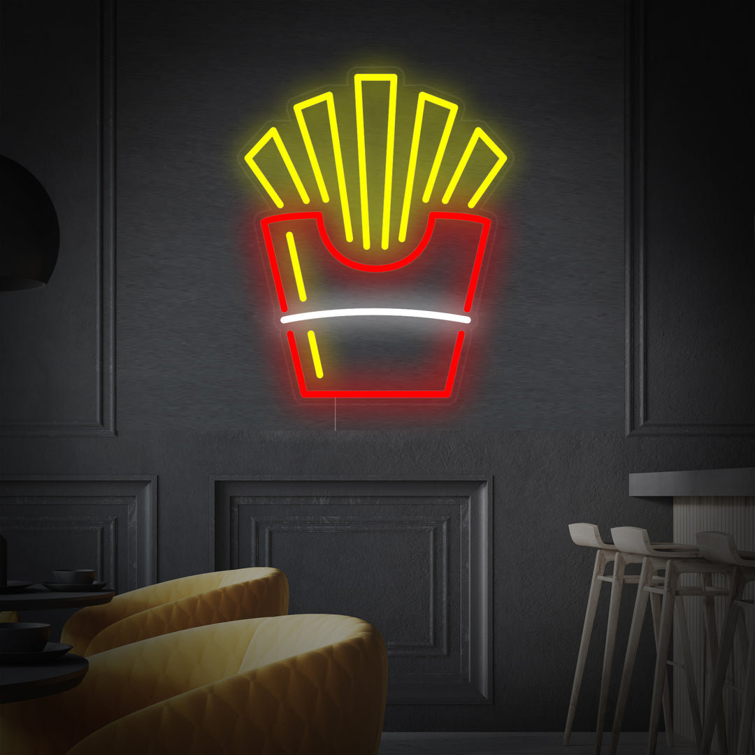 "Friterte Poteter I Papir Pommes Frites Mat" Neonskilt