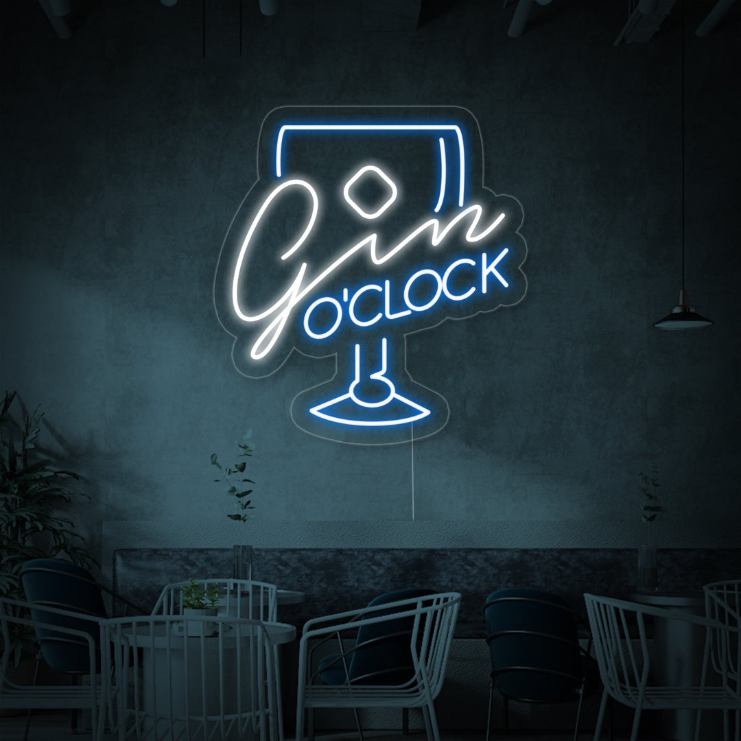"Gin Oclock Glass" Neonskilt