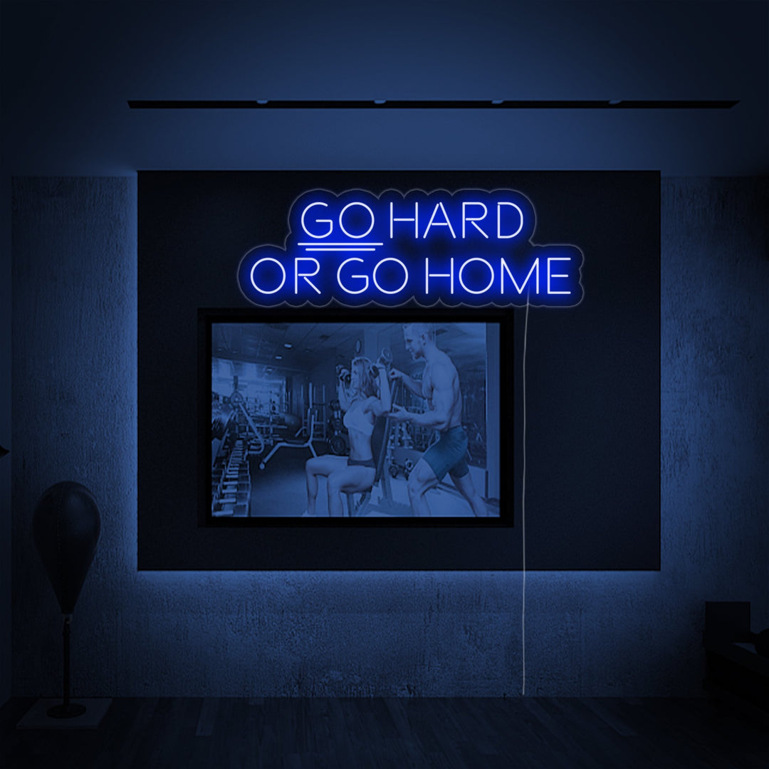 "Go Hard Or Go Home, Gym Dekor, Gym Sitater, Fitness Sitater, Trening Sitater" Neonskilt