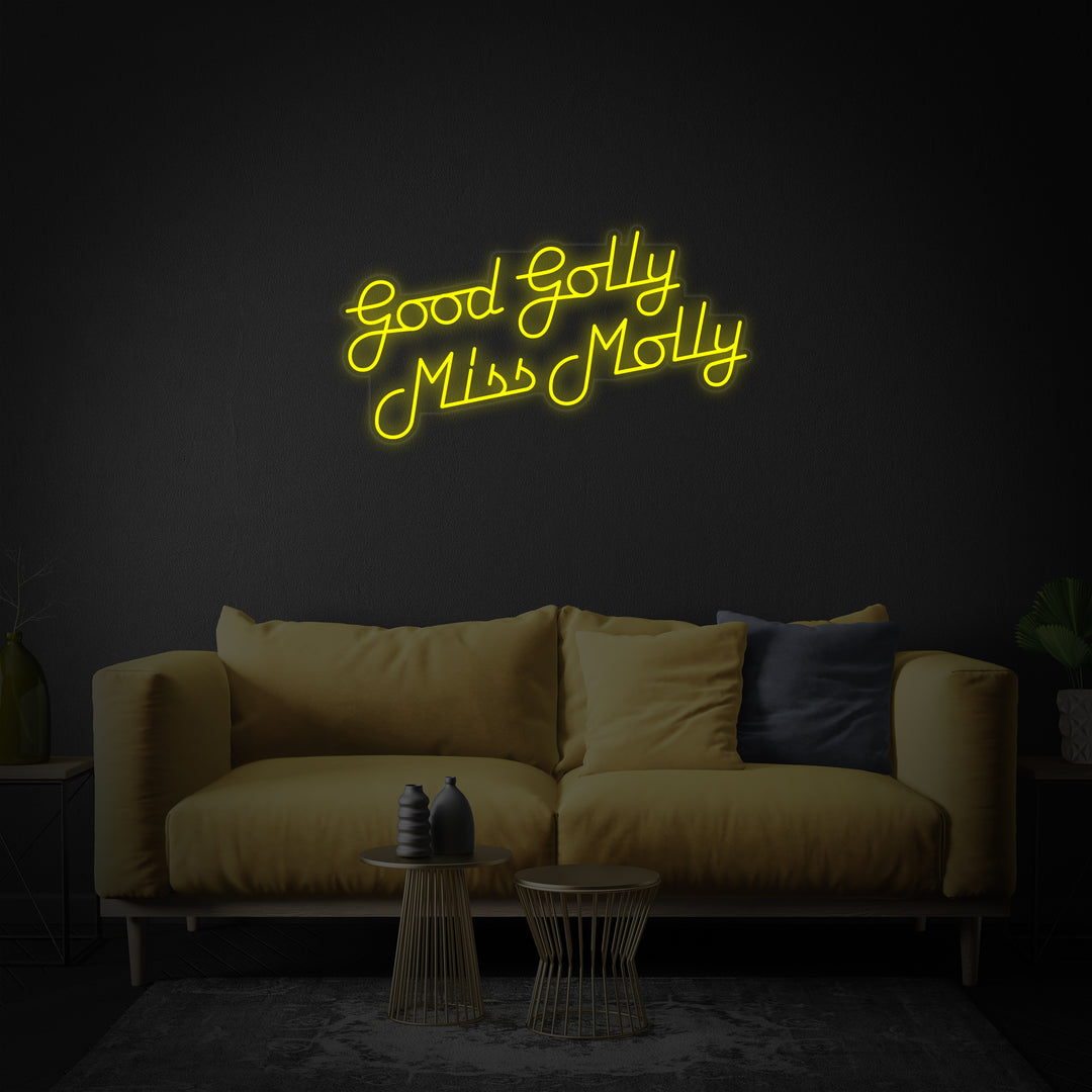 "God Golly Miss Molly Rockemusikk" Neonskilt