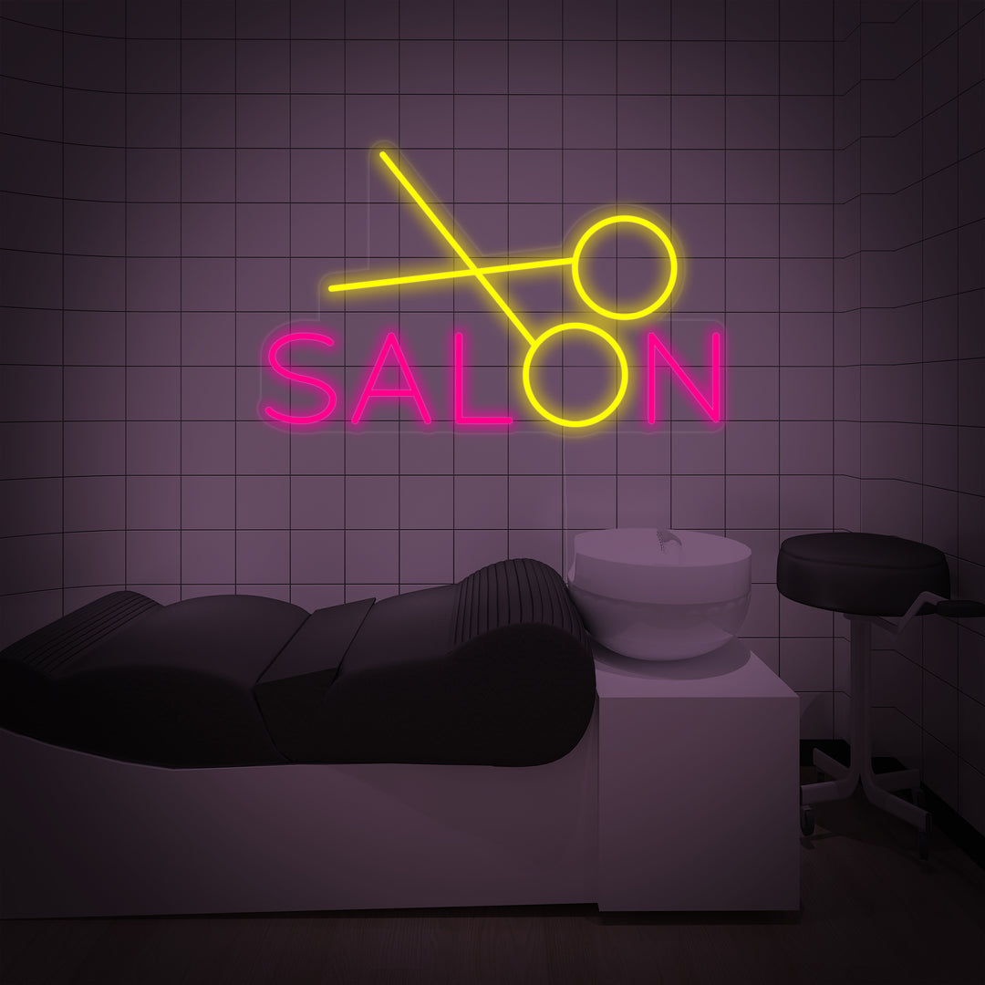 "salon, Frisørsalong, Saks" Neonskilt