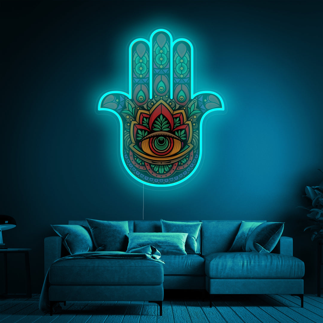 "Hamsa Hand And UV Print" Neonskilt