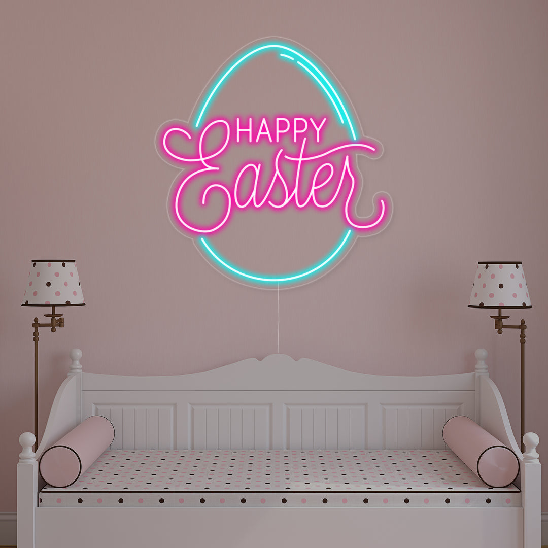 "Egg, Happy Easter" Neonskilt