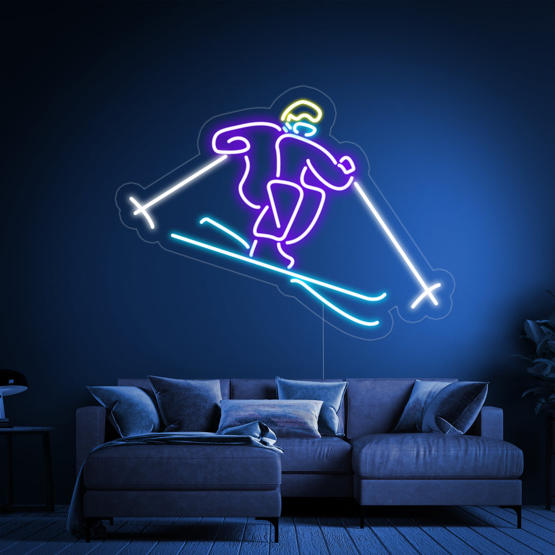 "Logo Av Skiløper" Neonskilt