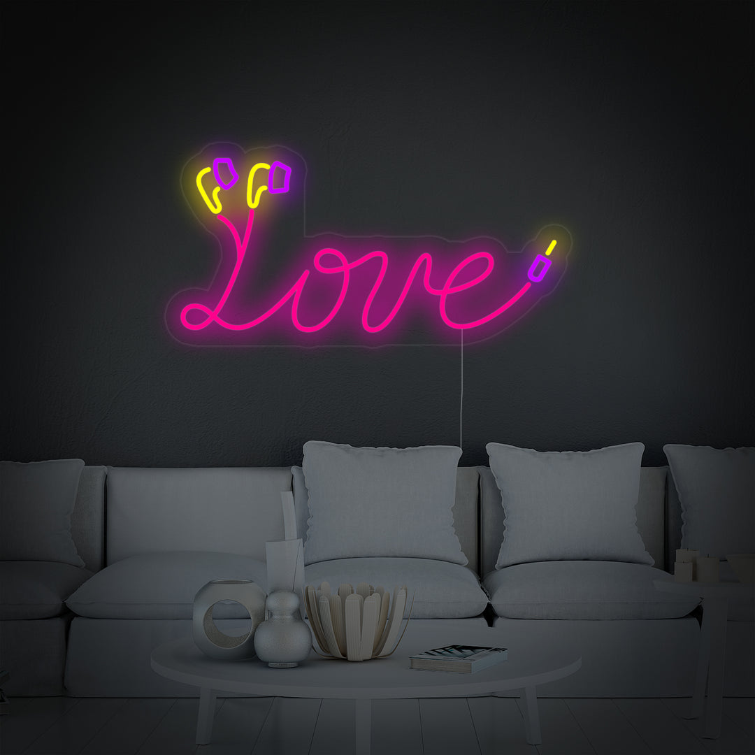 "love, Øretelefonkabel" Neonskilt
