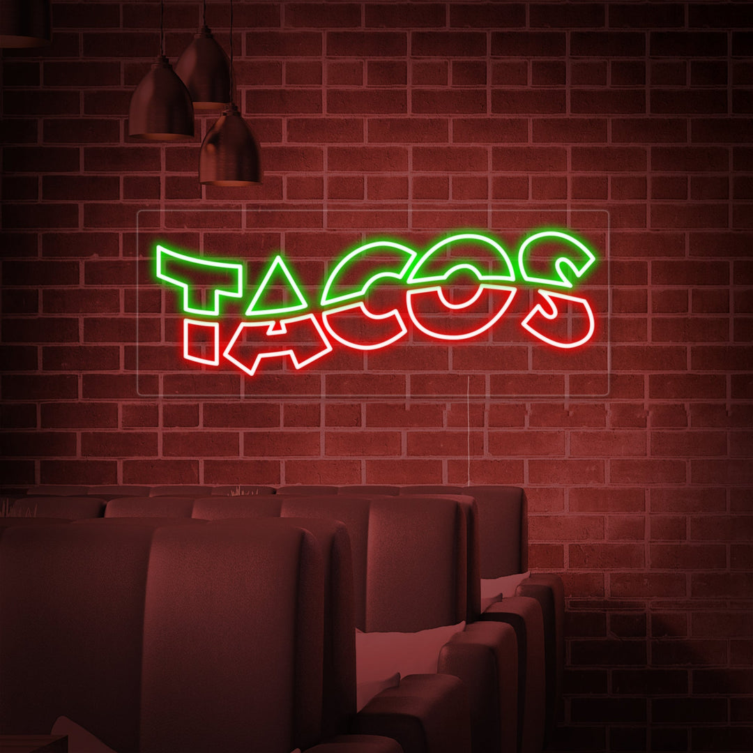 "TACOS, Meksikansk Mat" Neonskilt