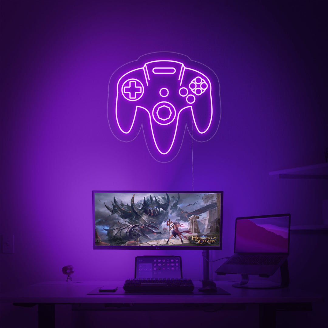 "N64 Spillkontroller, spillromdekor" Neonskilt