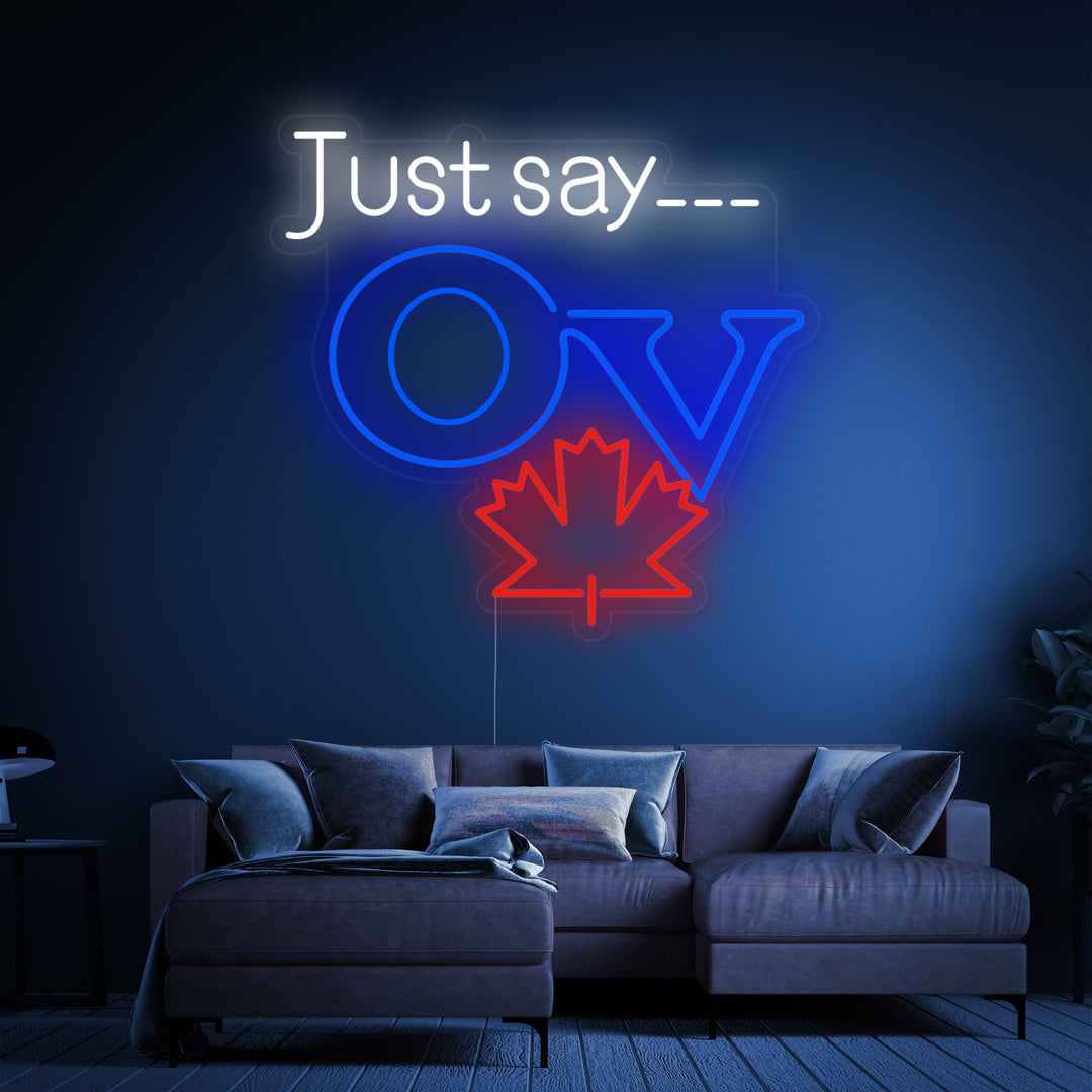 "Just Say OV, Old Vienna øl" Neonskilt