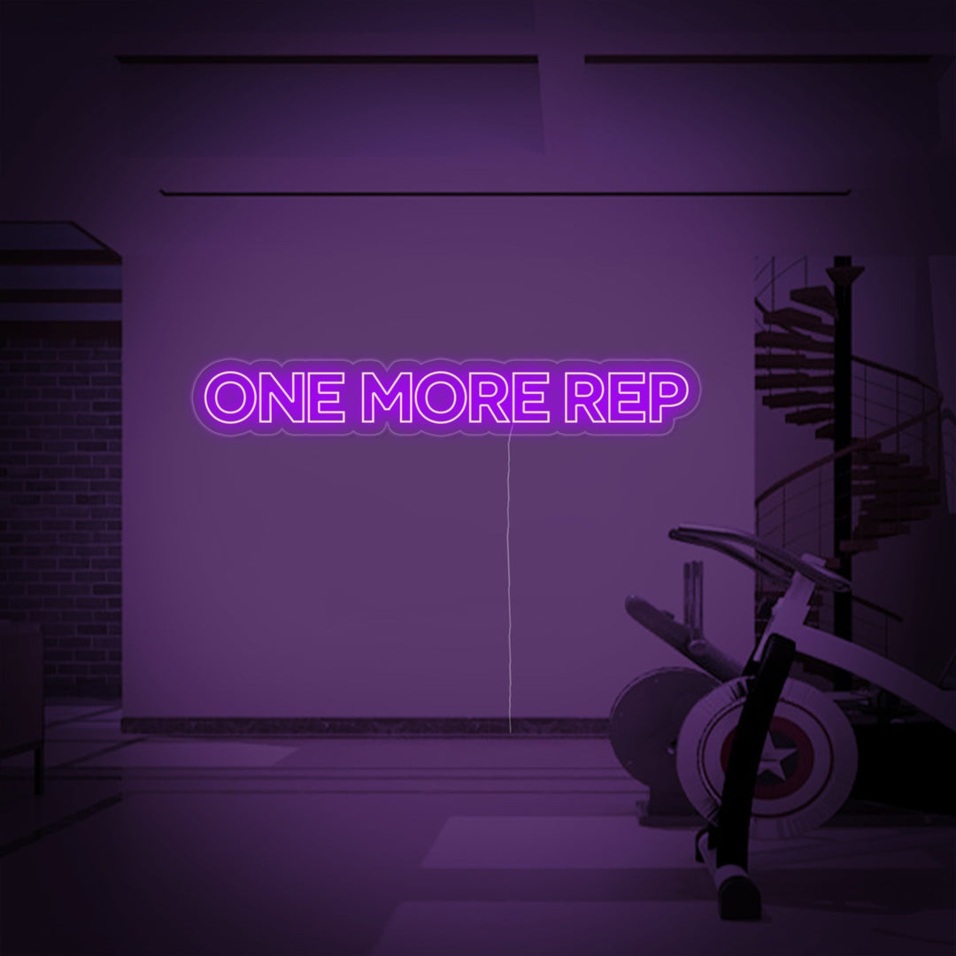 "One More Rep, Gym Decor, Gym Quotes, Fitness Quotes, Workout Quotes, Treningssitater" Neonskilt