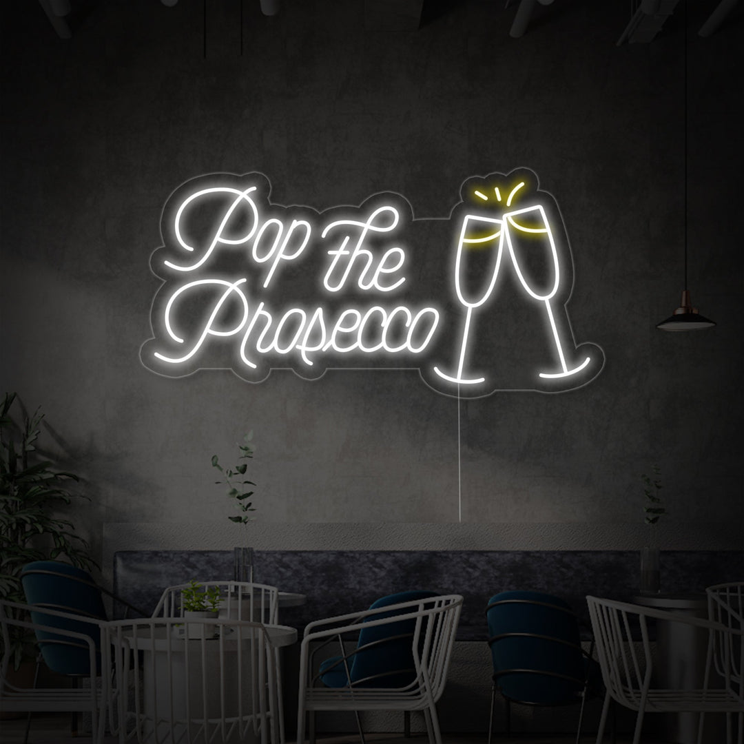 "Pop The Prosecco" Ølbar Neonskilt