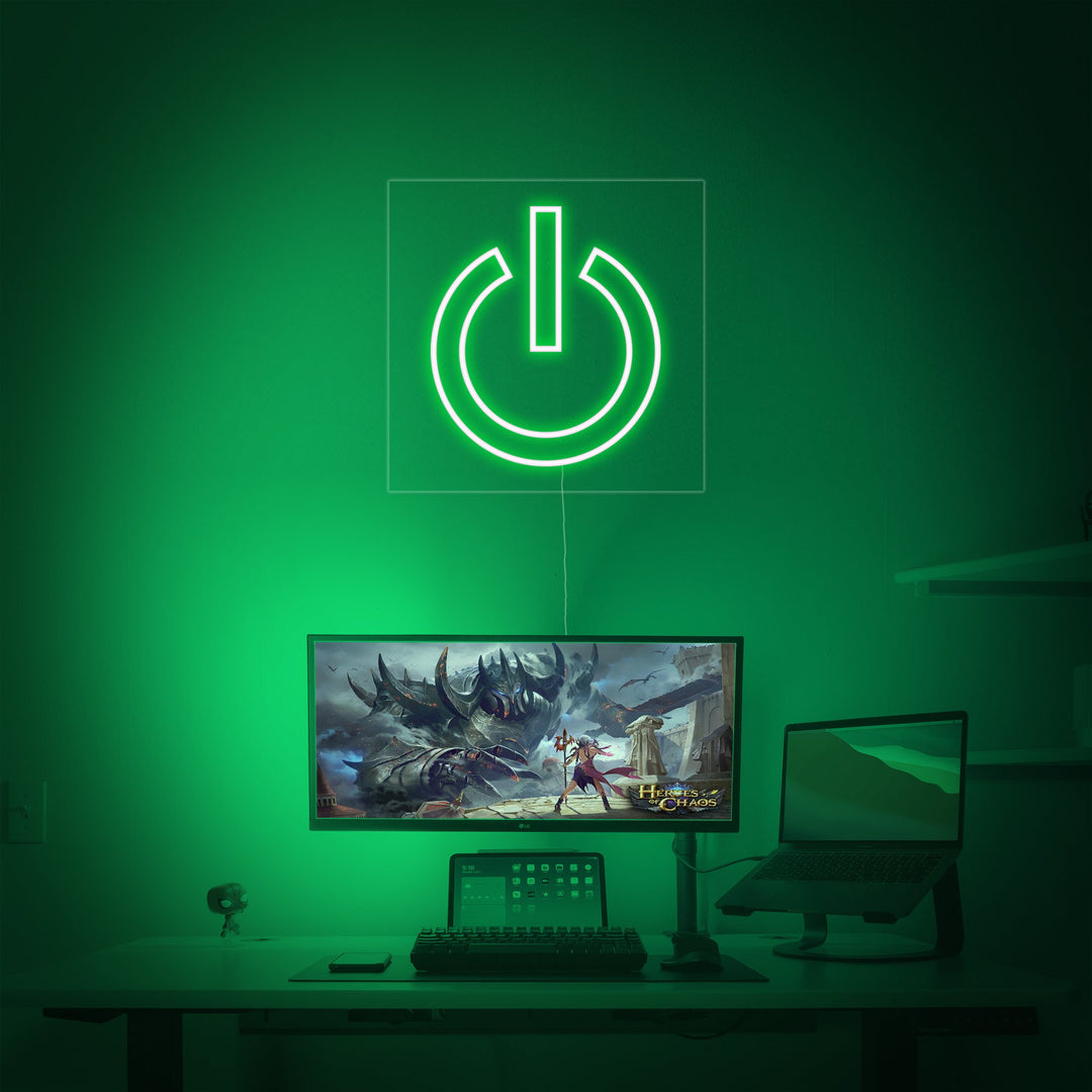"Power Button" Innredning Av Spillrom Neonskilt