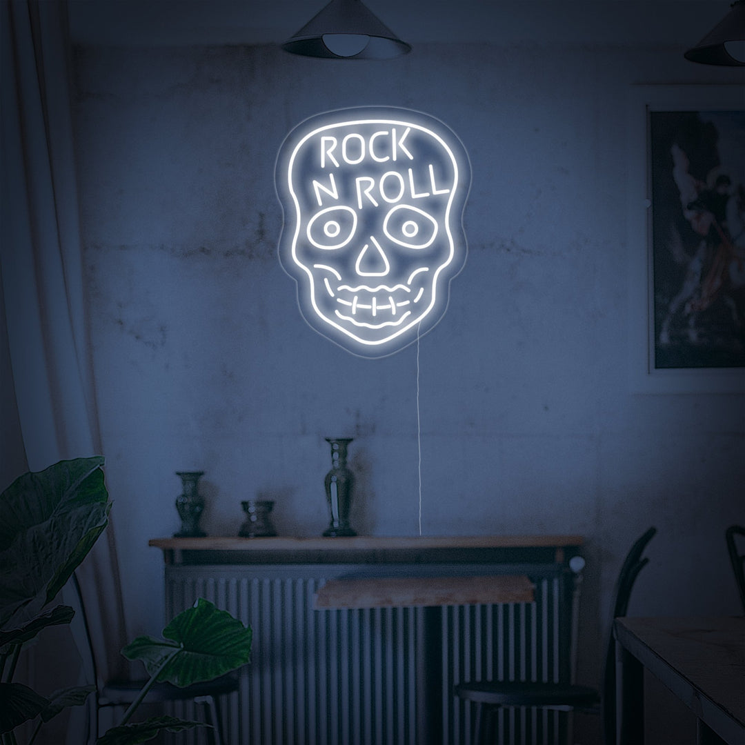 "Rock N Roll, Skalle" Neonskilt