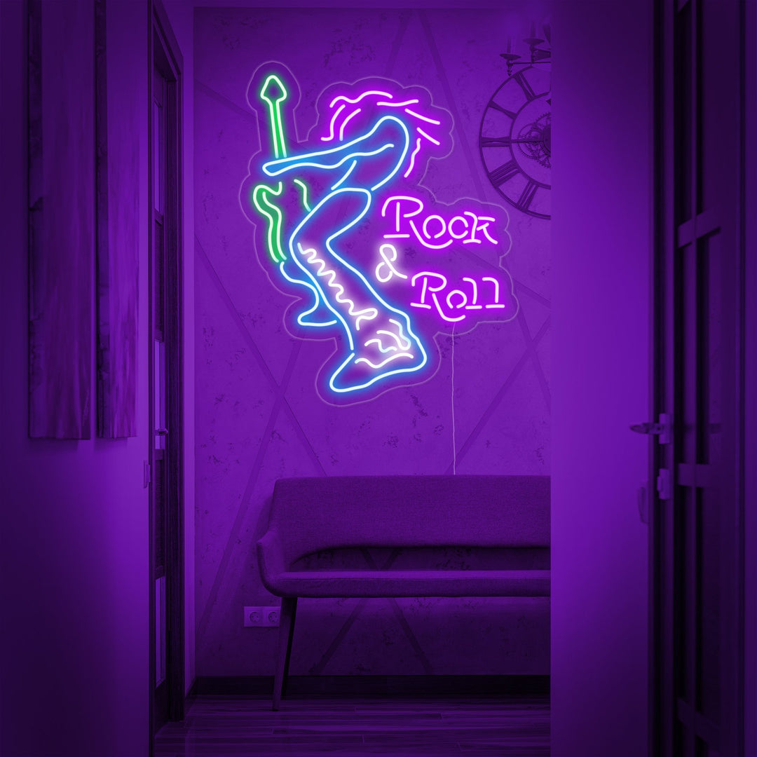 "Rock And Roll, Elektrisk Gitarist" Neonskilt