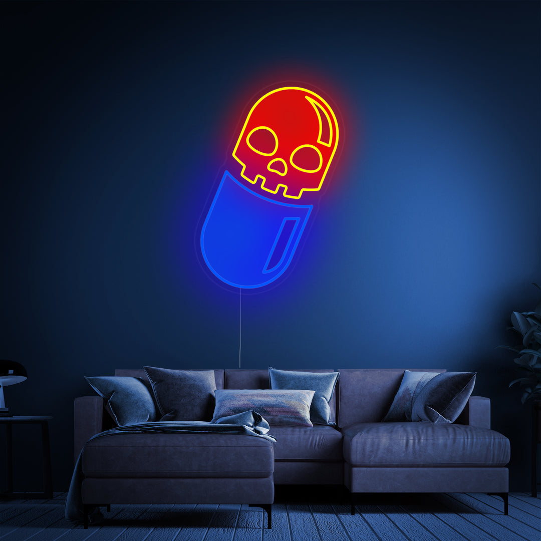 "Hodeskalle Pille UV-Trykk" Neonskilt
