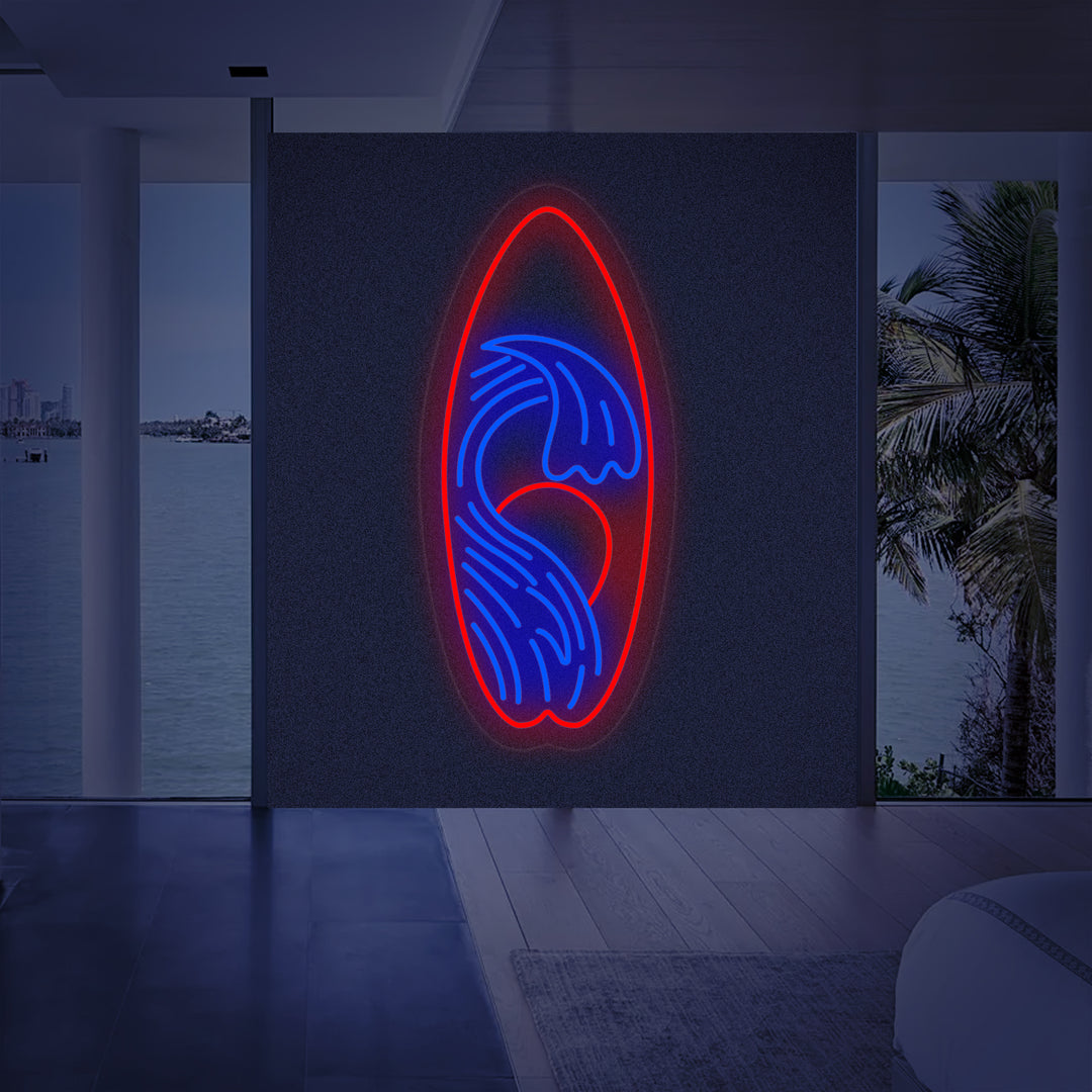 "Surfebrett Sportsutstyr" Neonskilt