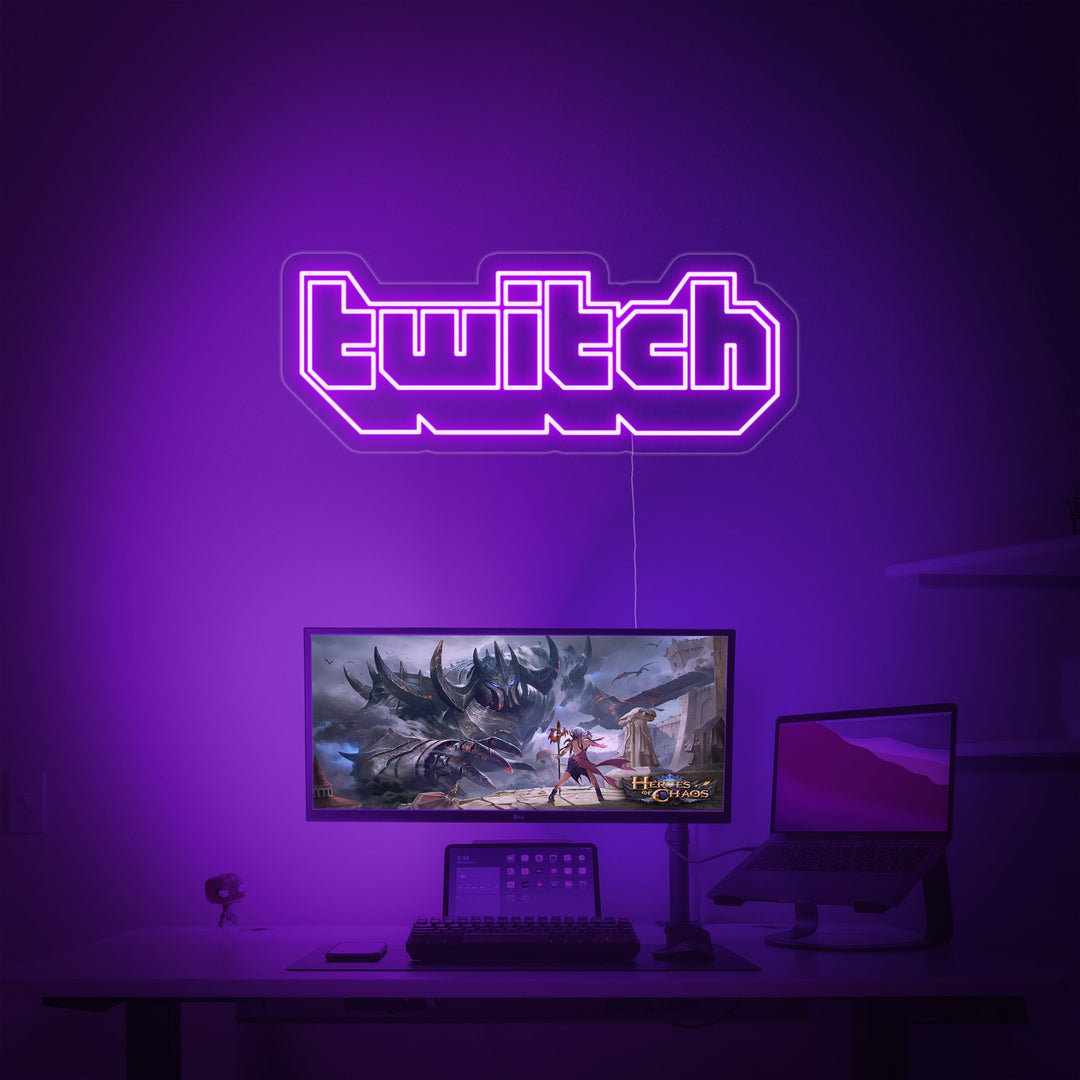 "Twitch, Spilldekor, Spillveggkunst" Neonskilt