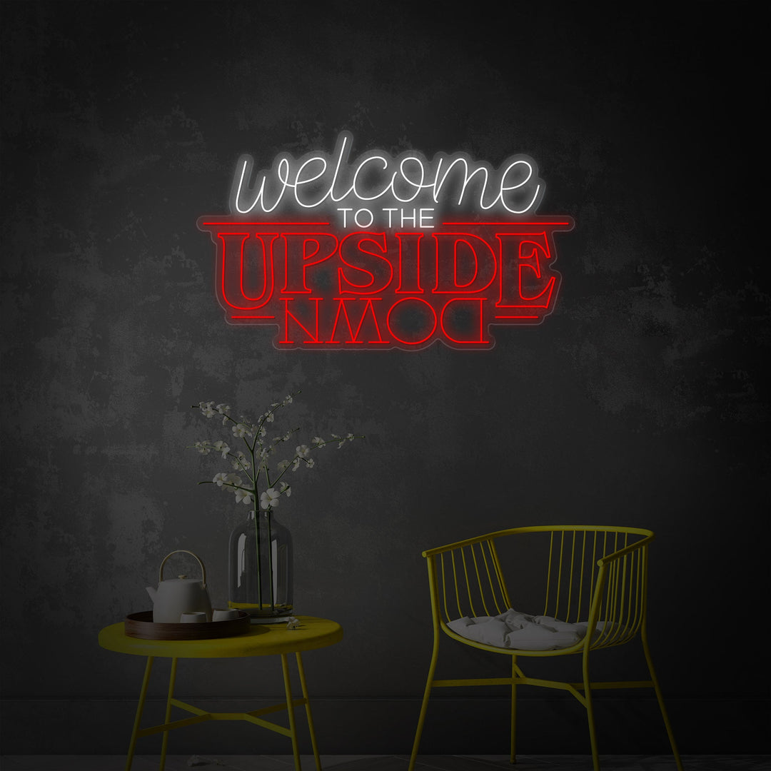 "Welcome To The Upside Down, TV -showet inspirert" Neonskilt