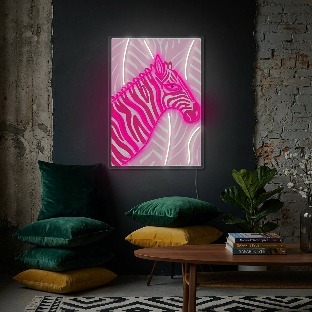 "Knallrosa Sebra" Neonskilt