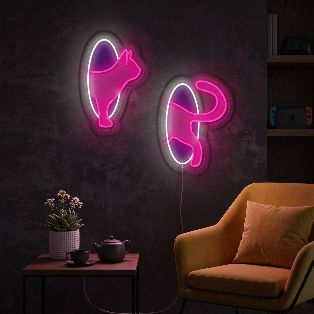 "Katt i Portal" Neonskilt