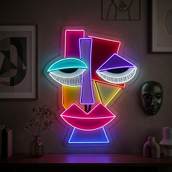 "Abstrakt Ansikt Picasso" Neonskilt