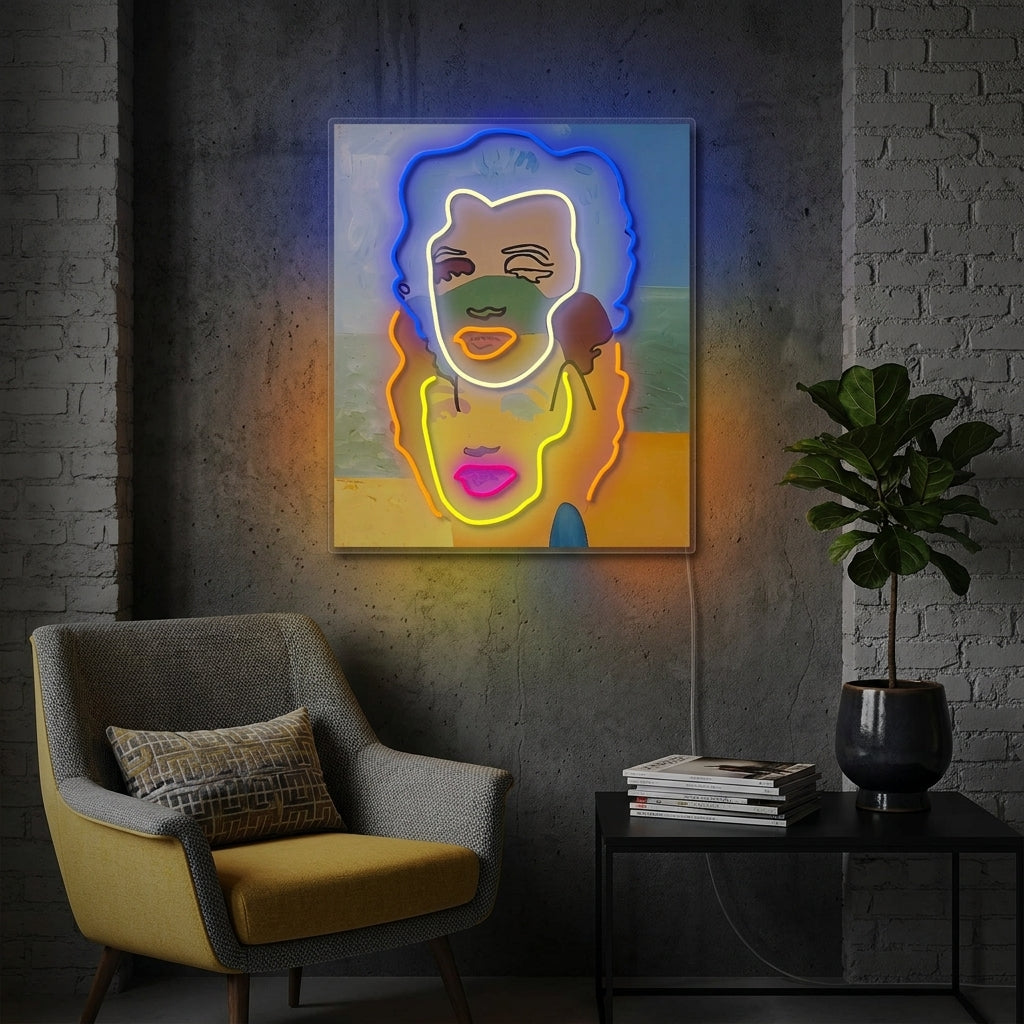 "Dobbelt Portrett" Neonskilt