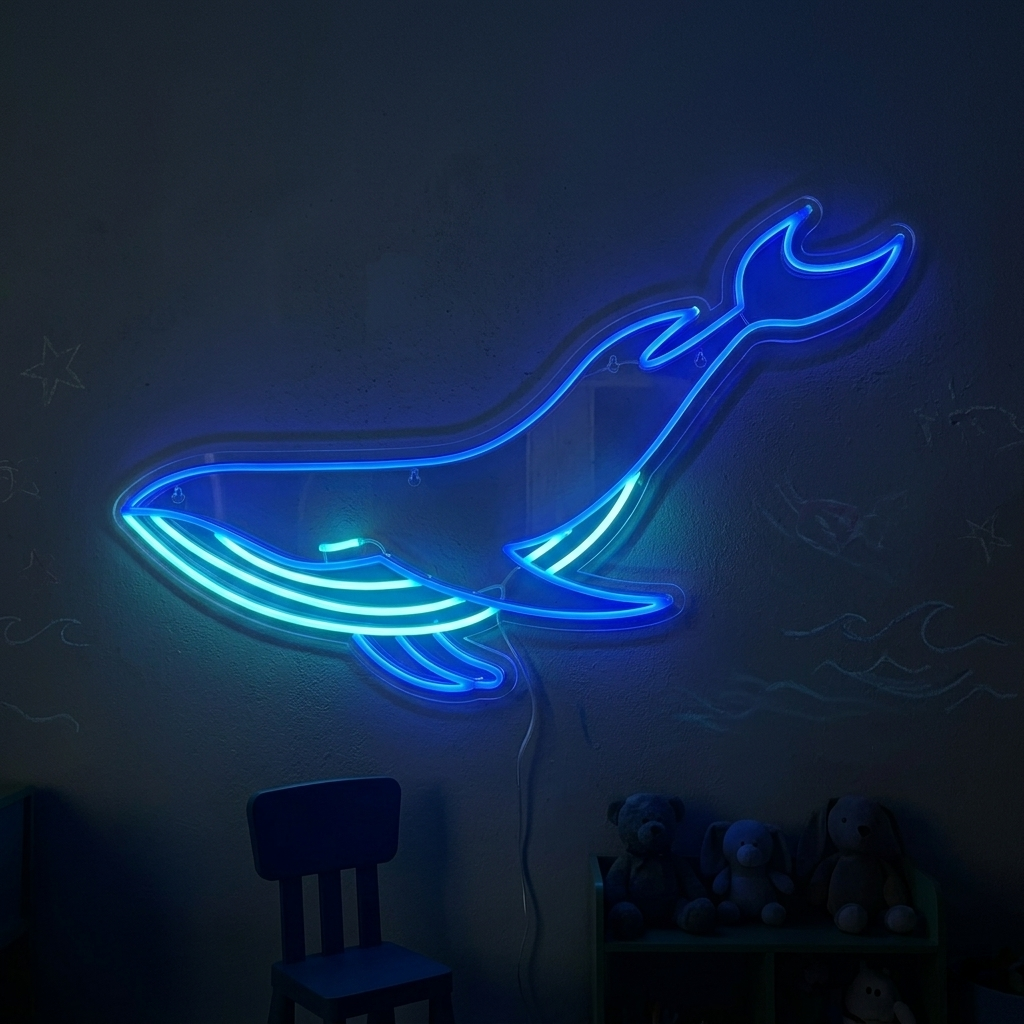 "Blåhval" Neonskilt