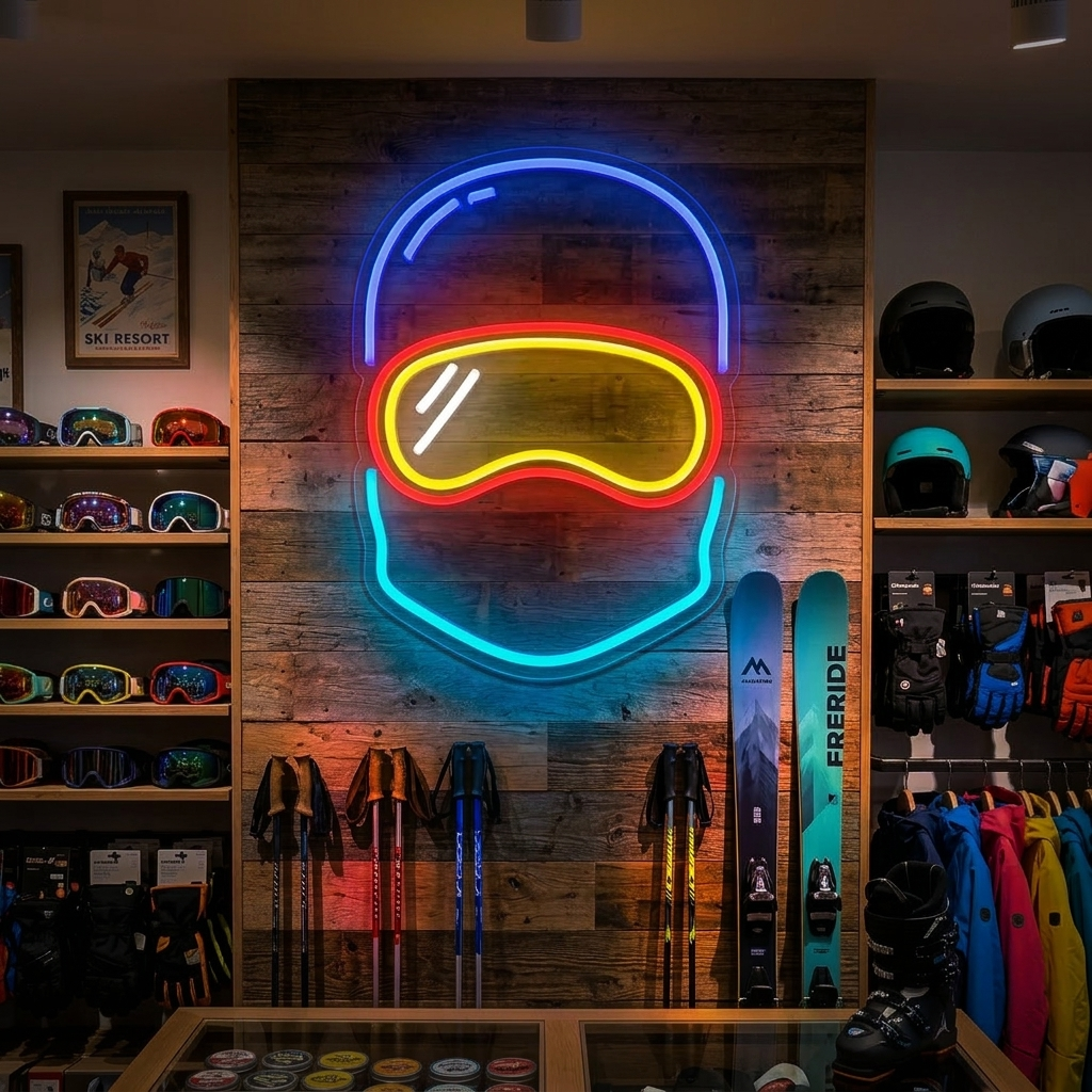 "Snowboarder Snømann" Neonskilt