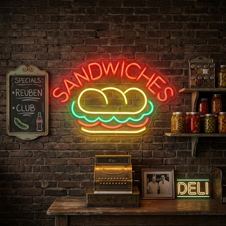 "SANDWICHES, Mat" Neonskilt