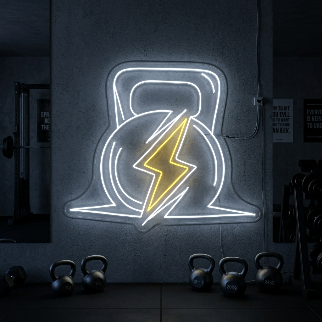"Treningssenter Styrke Fitness" Neonskilt