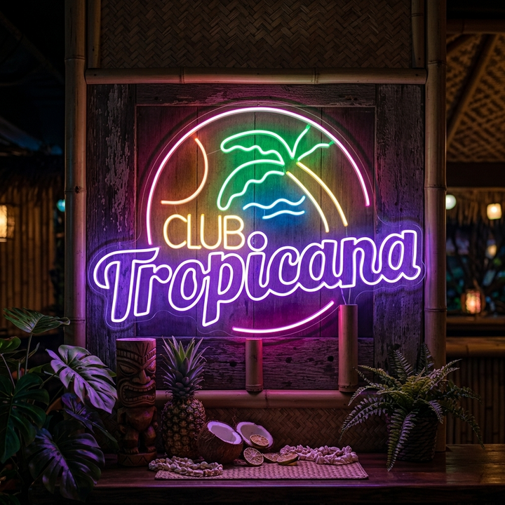 "Club Tropicana Strand, Palmetre, Bar" Neonskilt