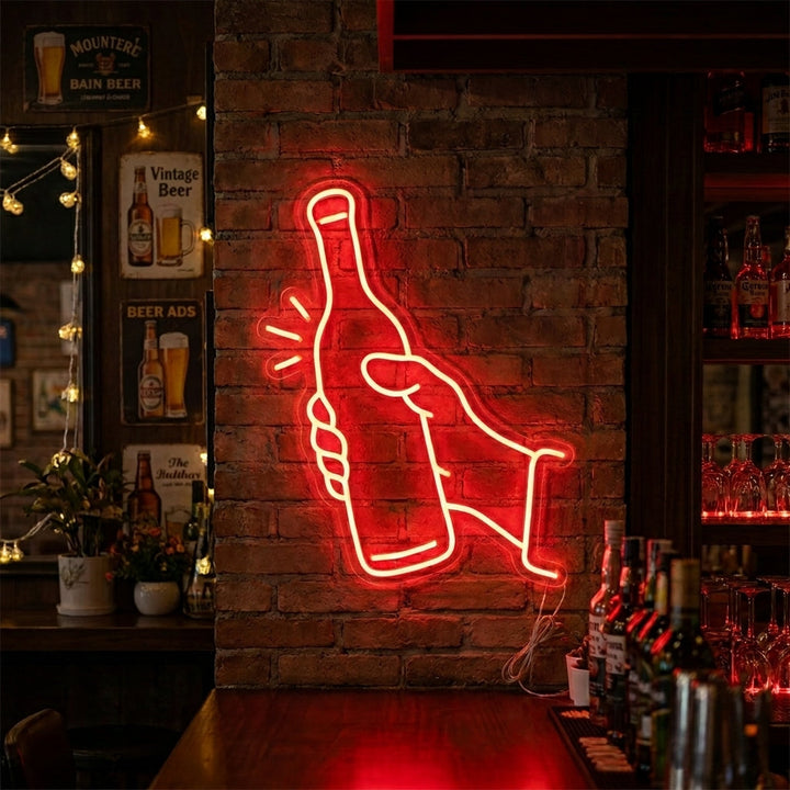 "Flaske Vin" Neonskilt