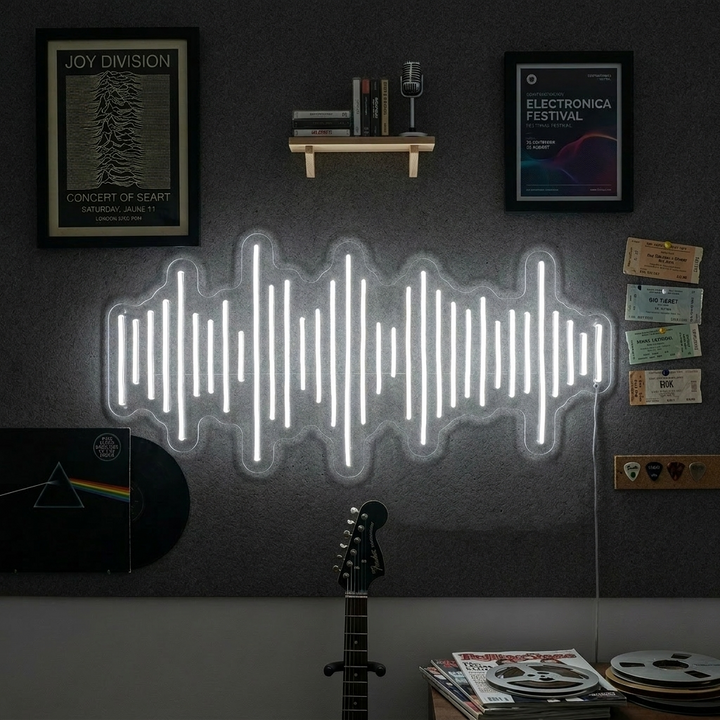 "Musikkbølger" Neonskilt