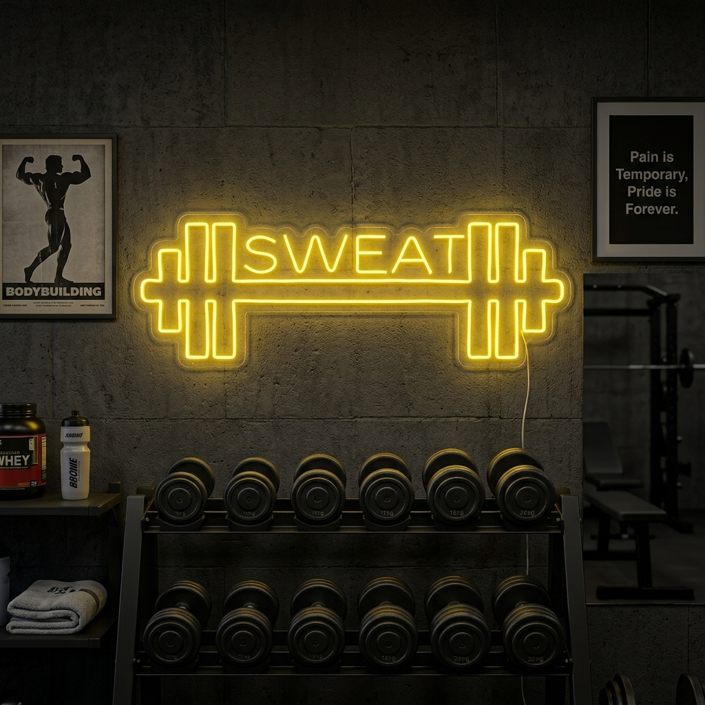 "Your Text, Tilpasset Fitness, Tilpasset Treningsstudio" Neonskilt