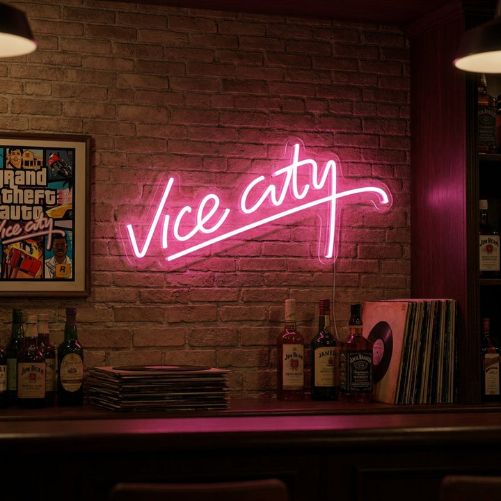 "Vice City, Innredning Av Spillrom" Neonskilt