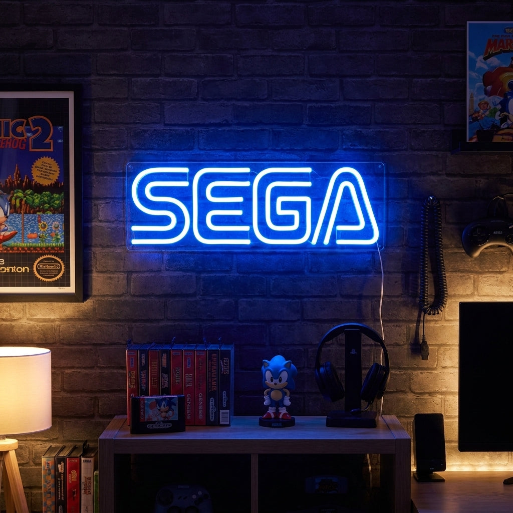"Sega, Spillrom" Neonskilt